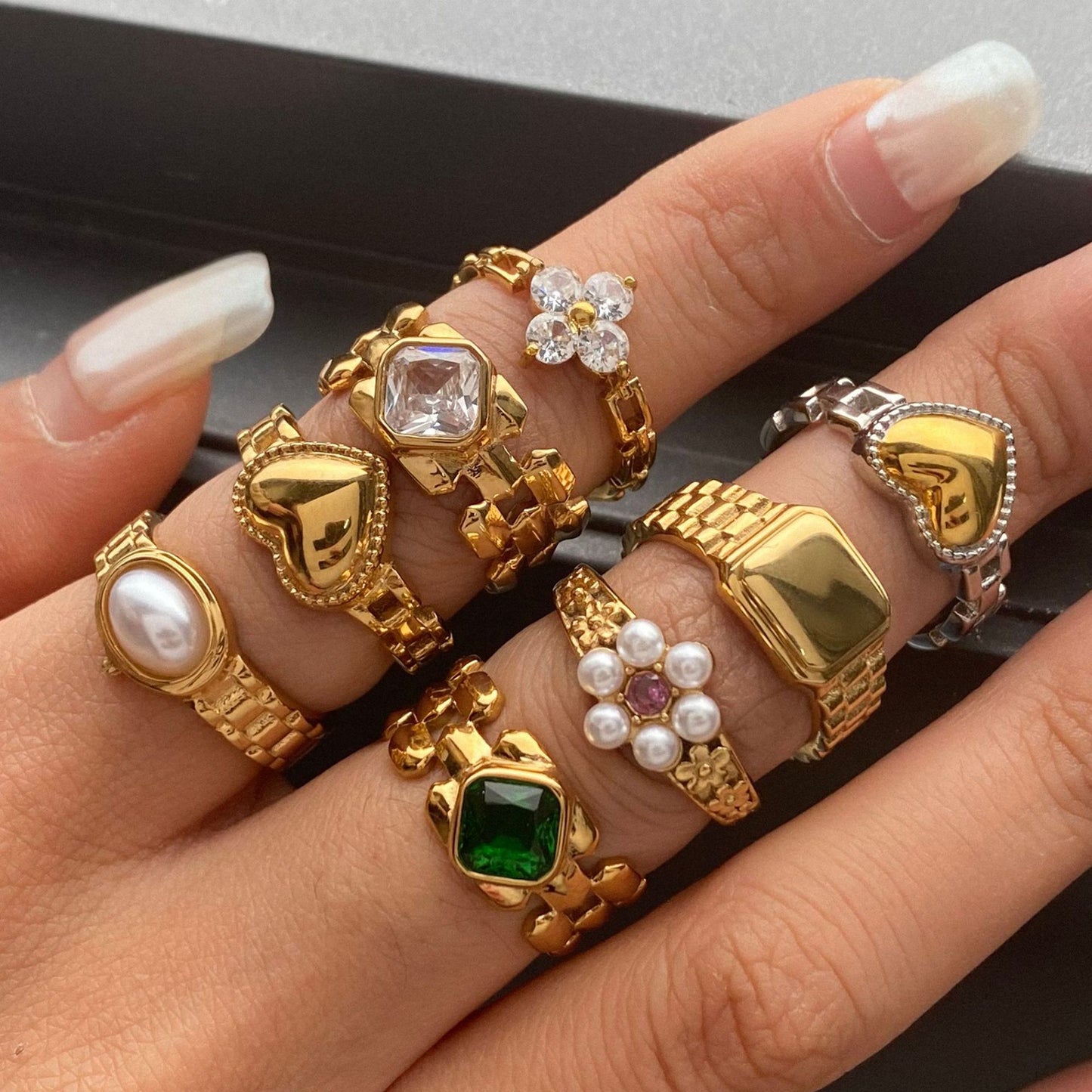 Luxury Rings Collection-Stainless steel with 18k gold