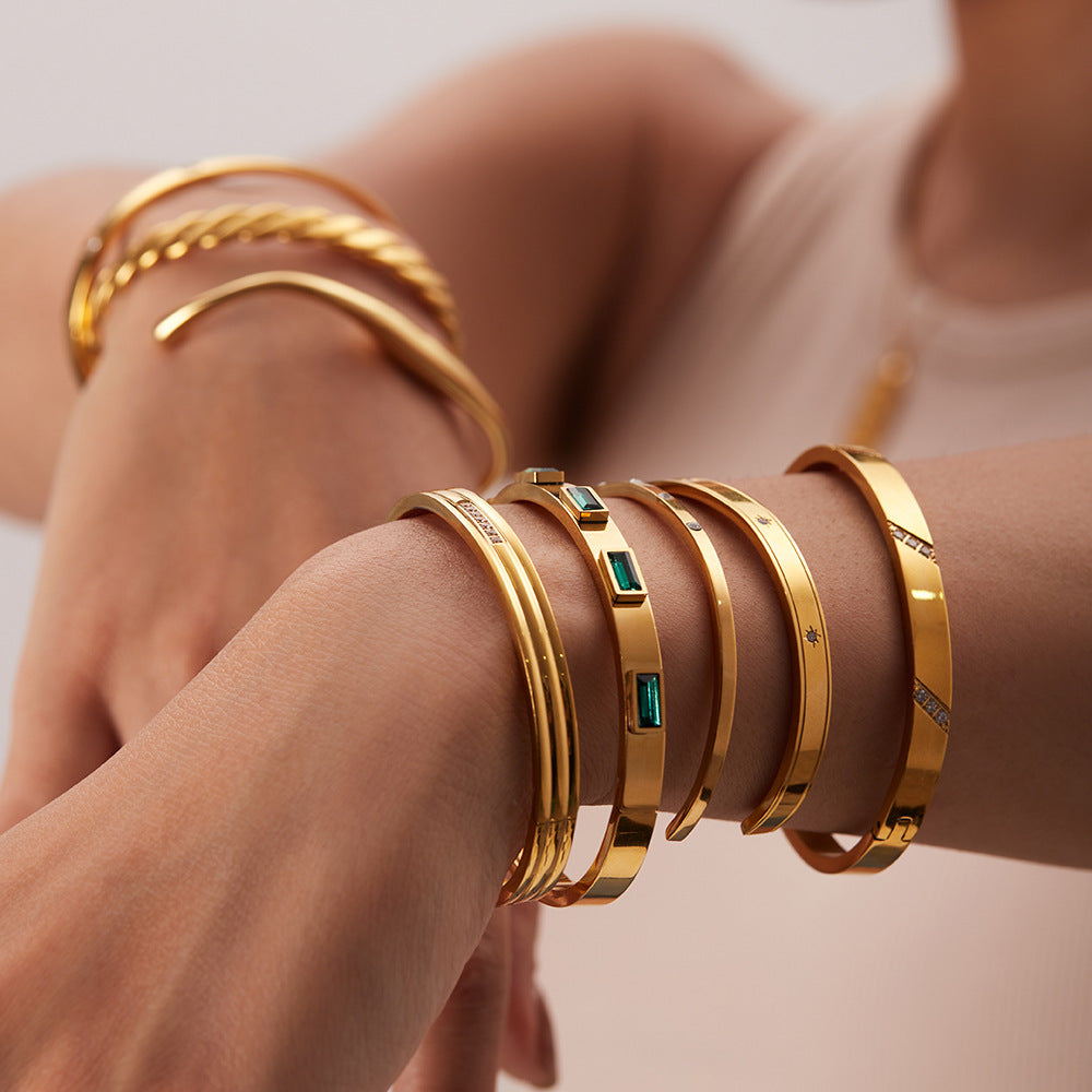 Bangle Collection-Stainless steel with 18k gold