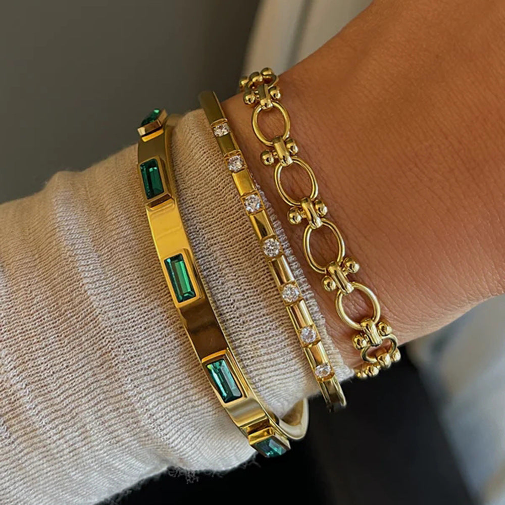 Bangle Collection-Stainless steel with 18k gold