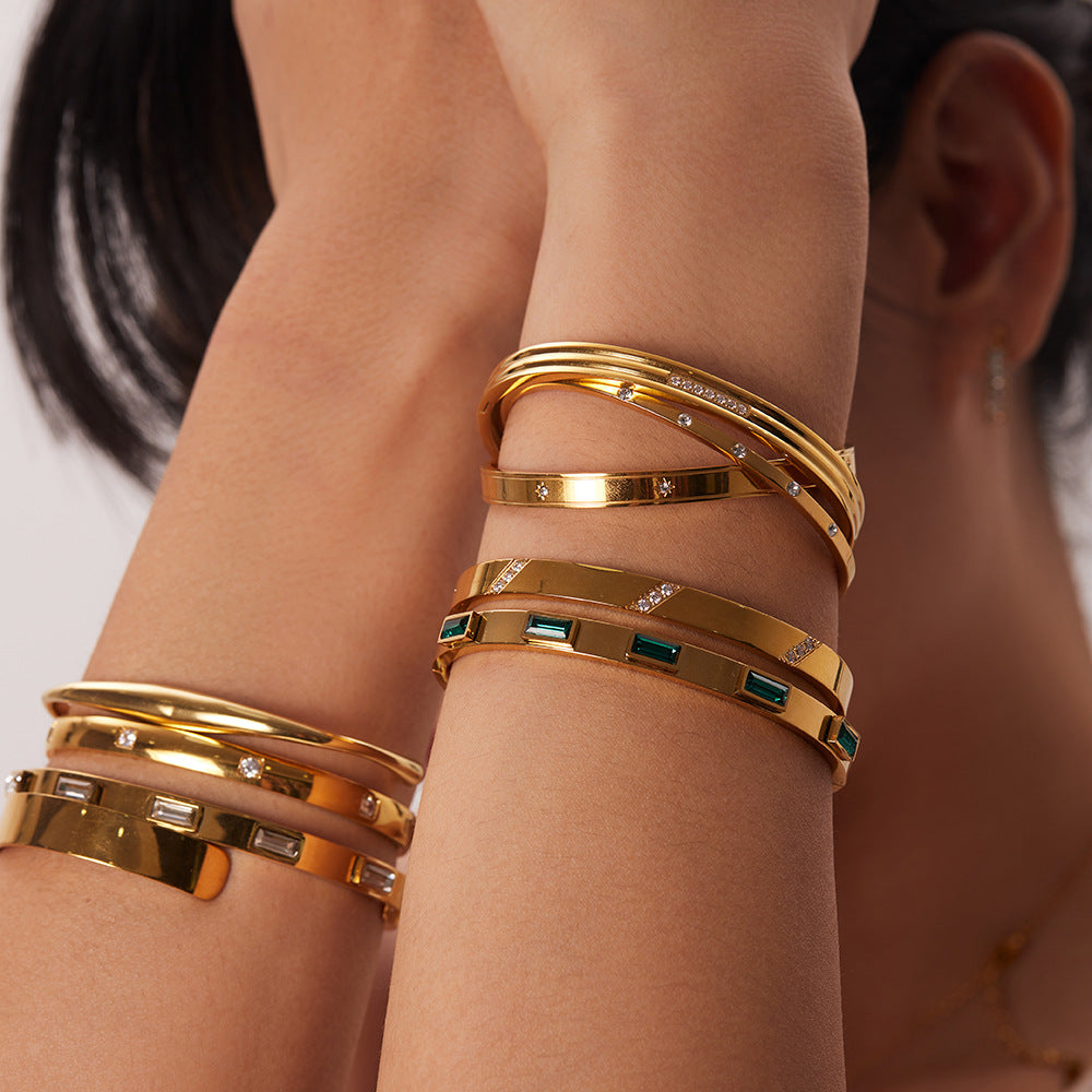 Bangle Collection-Stainless steel with 18k gold