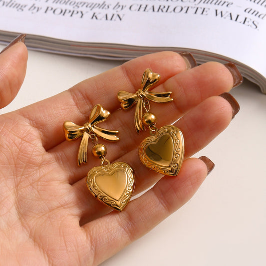 Heart Earrings-Stainless steel with 18k gold