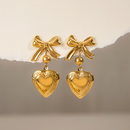 Heart Earrings-Stainless steel with 18k gold