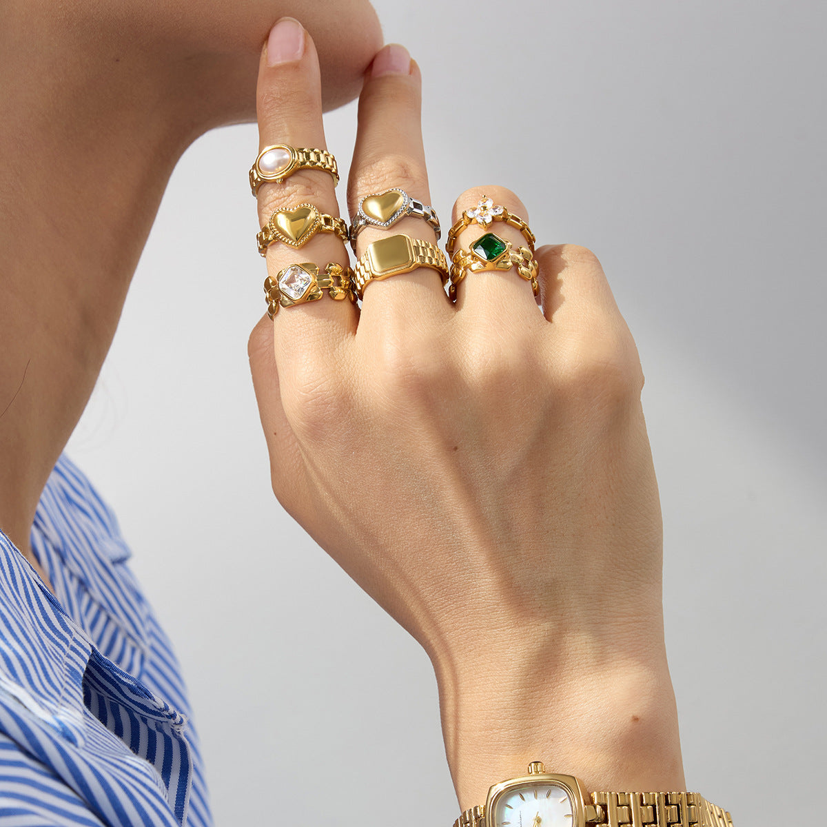 Luxury Rings Collection-Stainless steel with 18k gold
