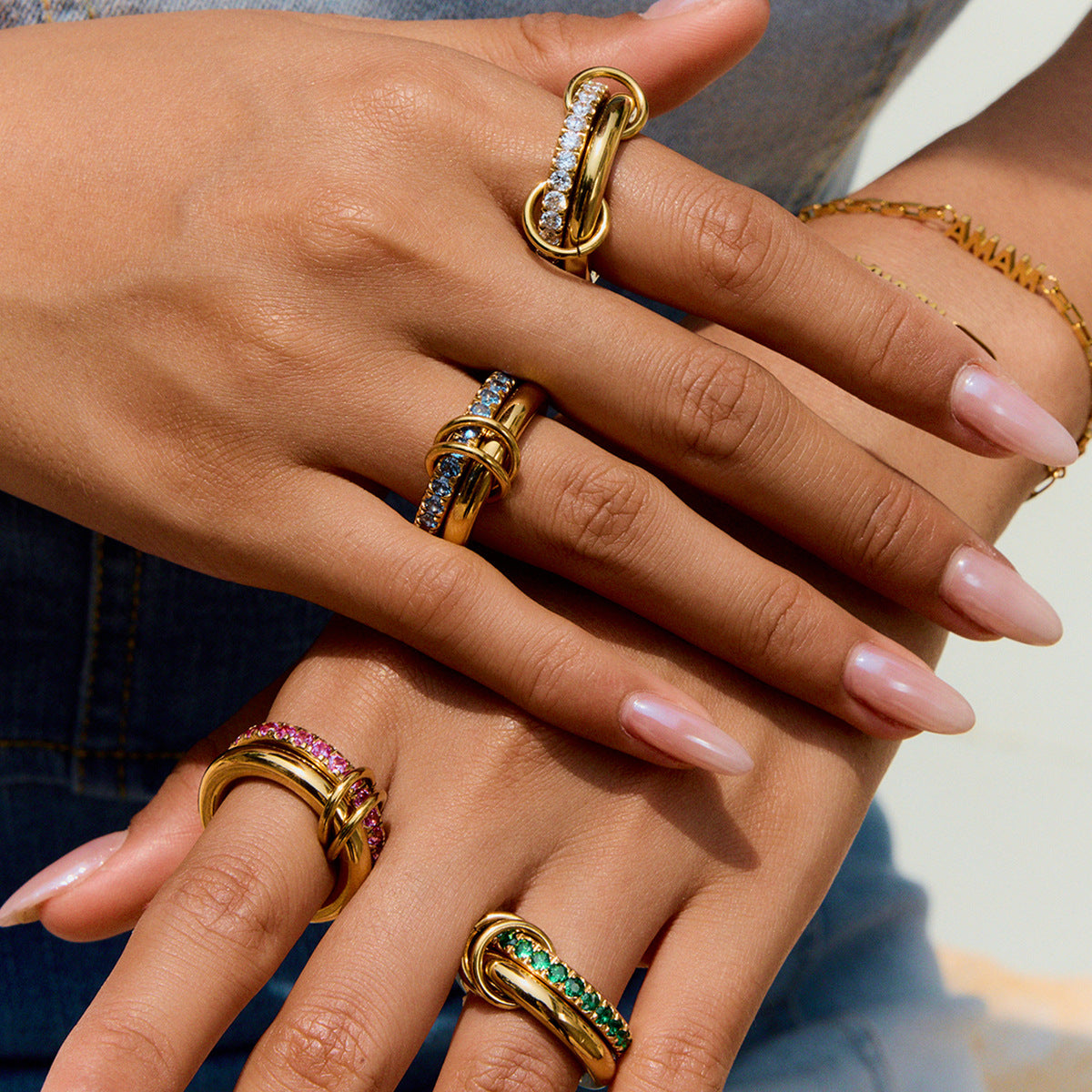 Luxurious Zircon ring-Stainless steel with 18k gold
